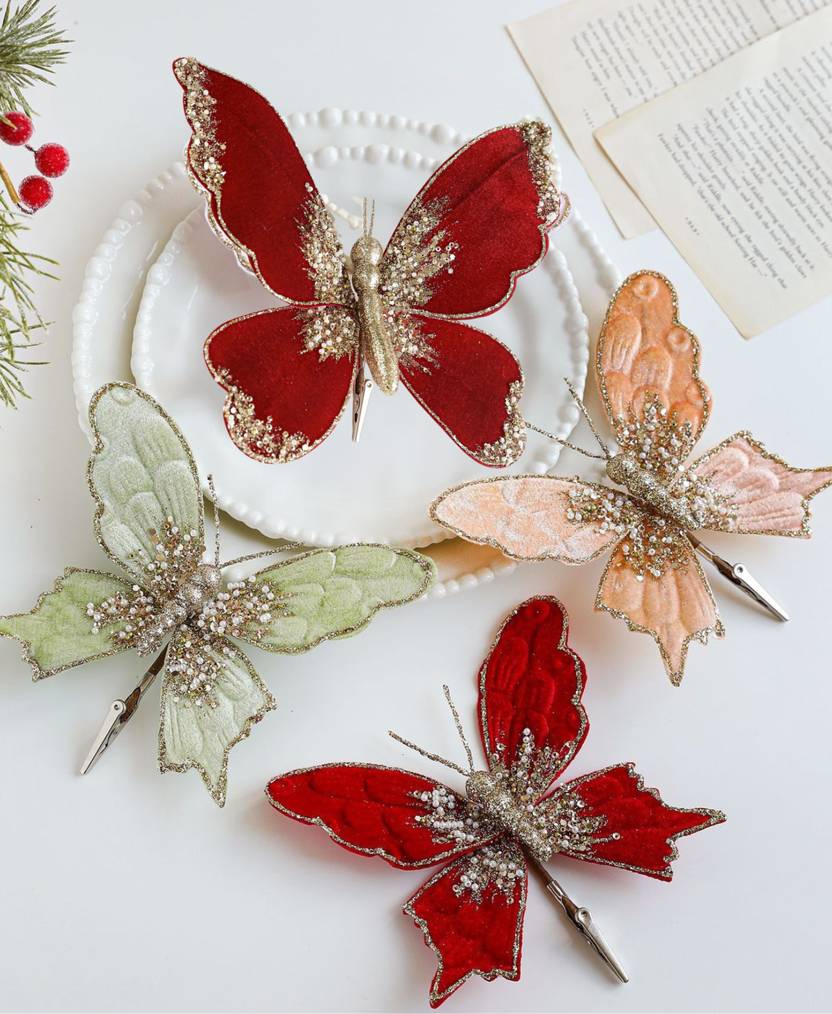 Sparkling Butterfly Tree Clip Ornament