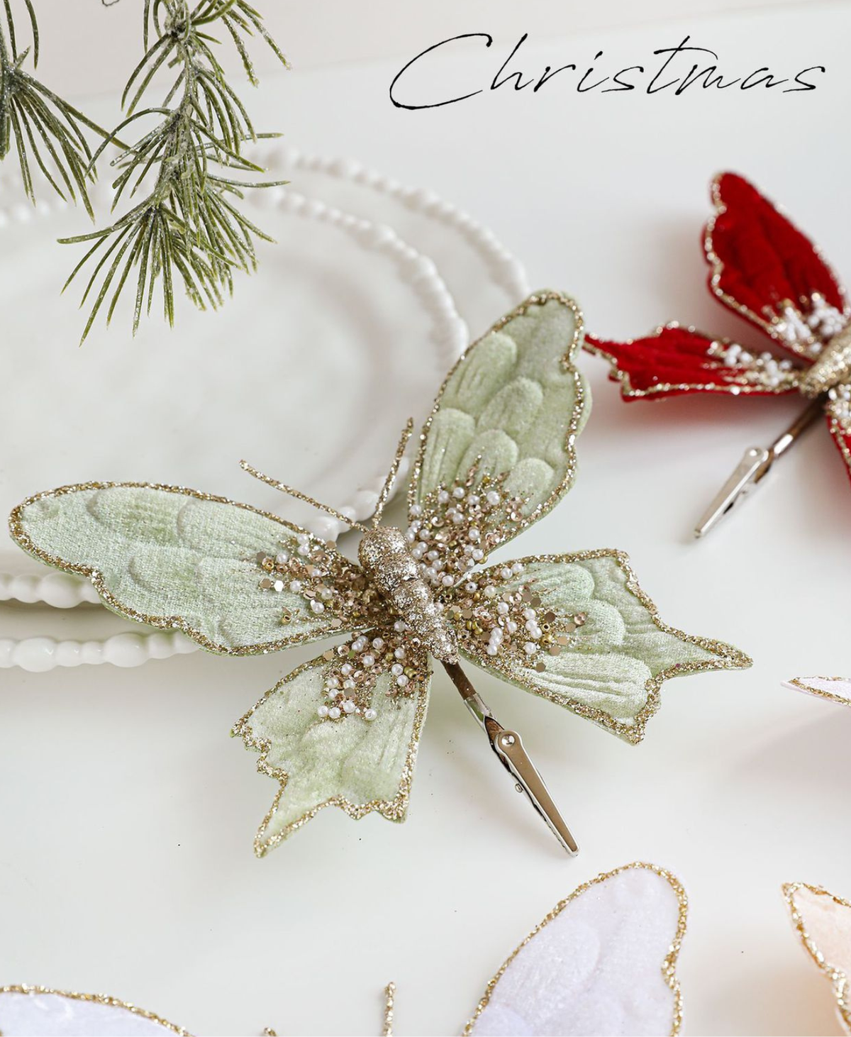Sparkling Butterfly Tree Clip Ornament