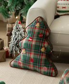 Green Checkered Christmas Pillow
