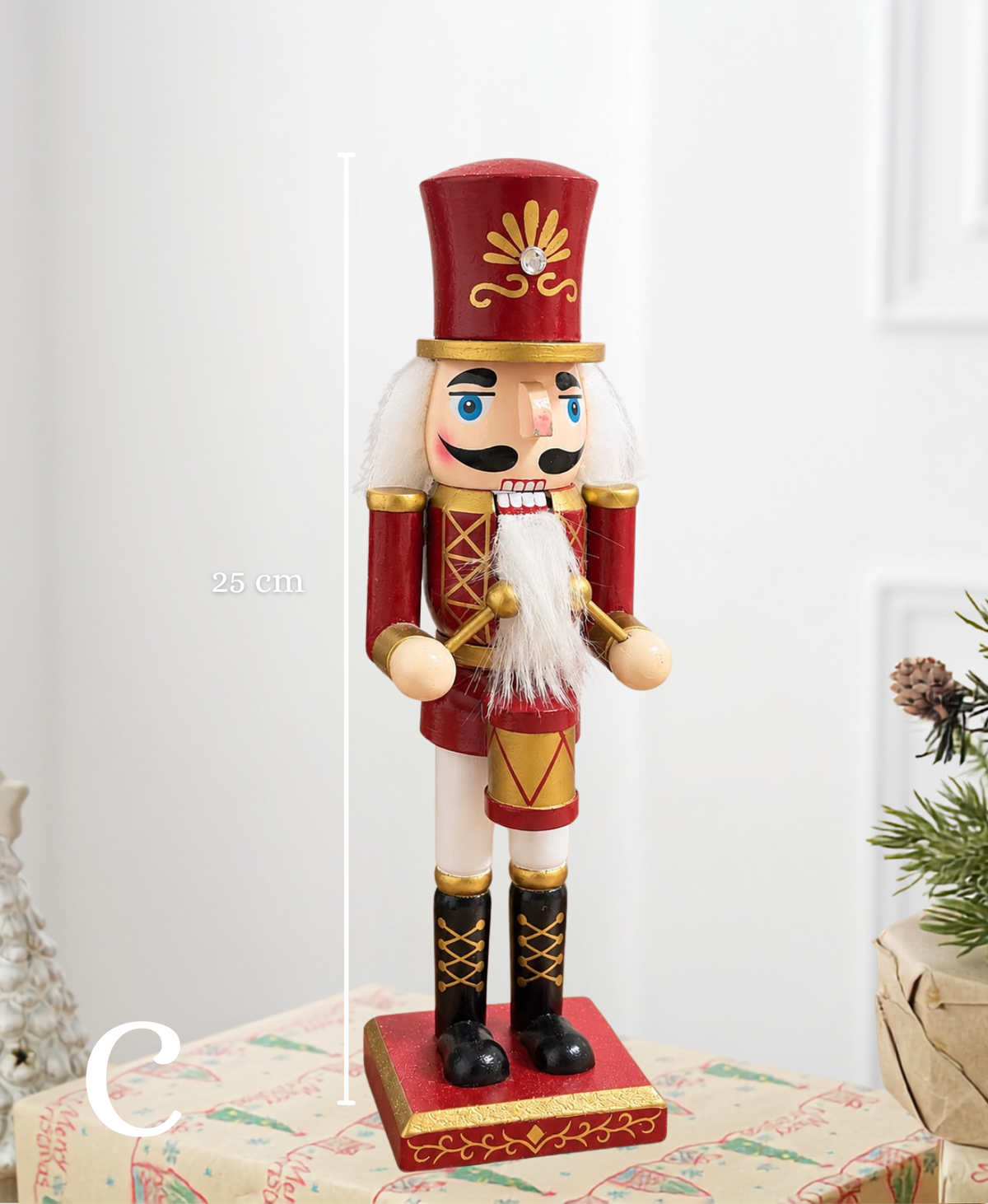 Burgundy & Gold Nutcracker - 25 cm