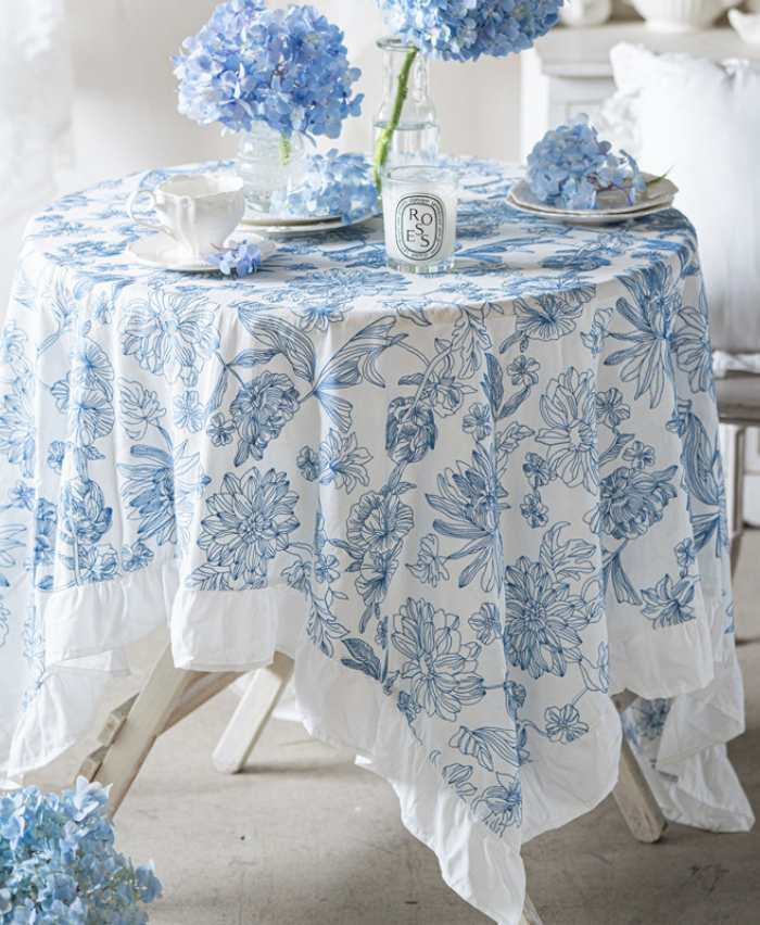 Eleanor Embroidered Round Tablecloth Floated Style