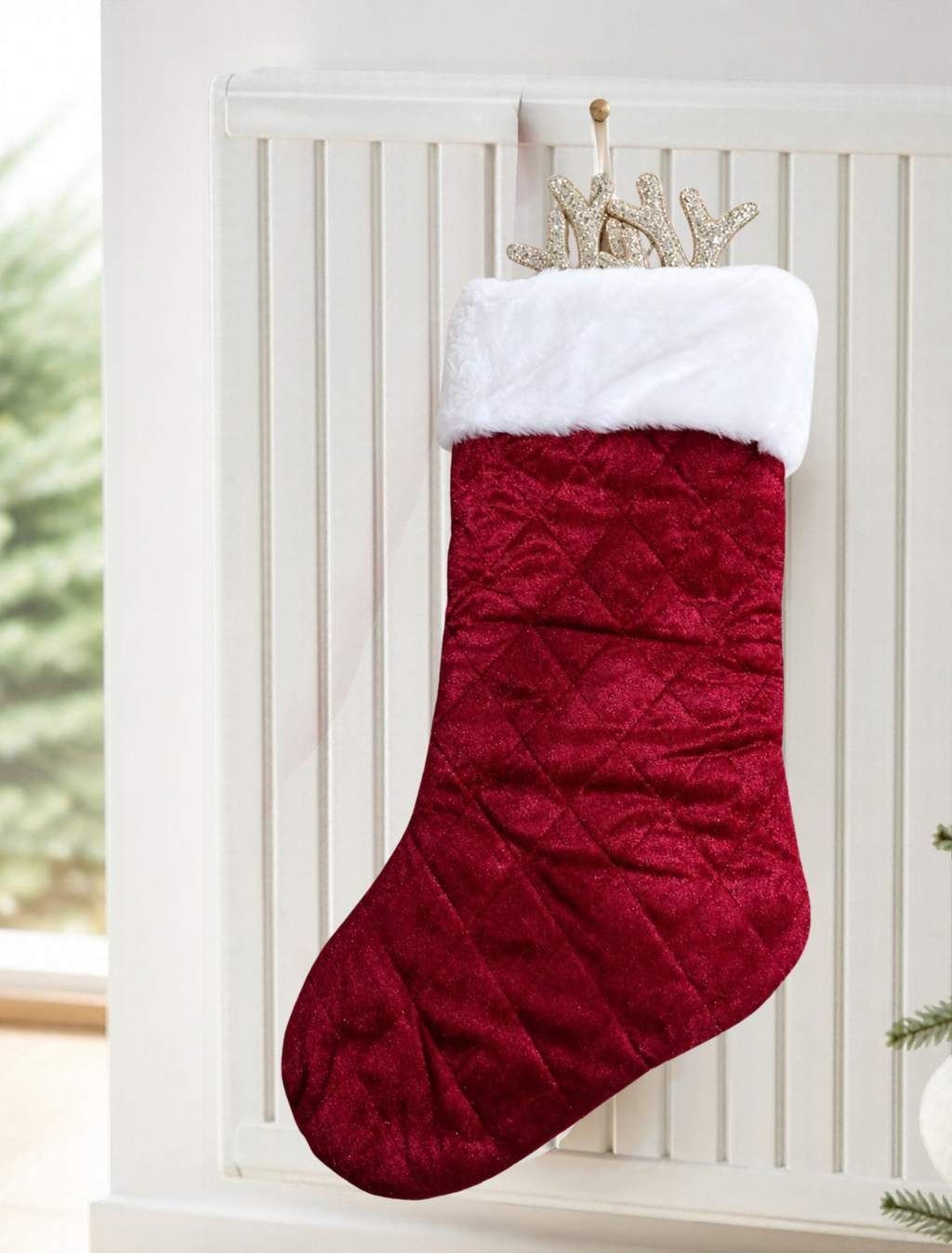 Velvet Antler Christmas Stocking
