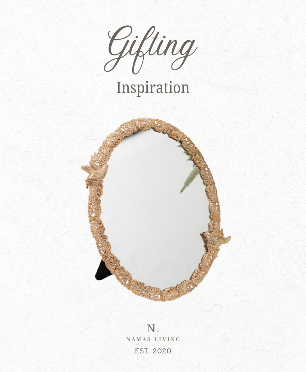 GIFTING INSPIRATION - Gold Oval Bird and Flower Mirror