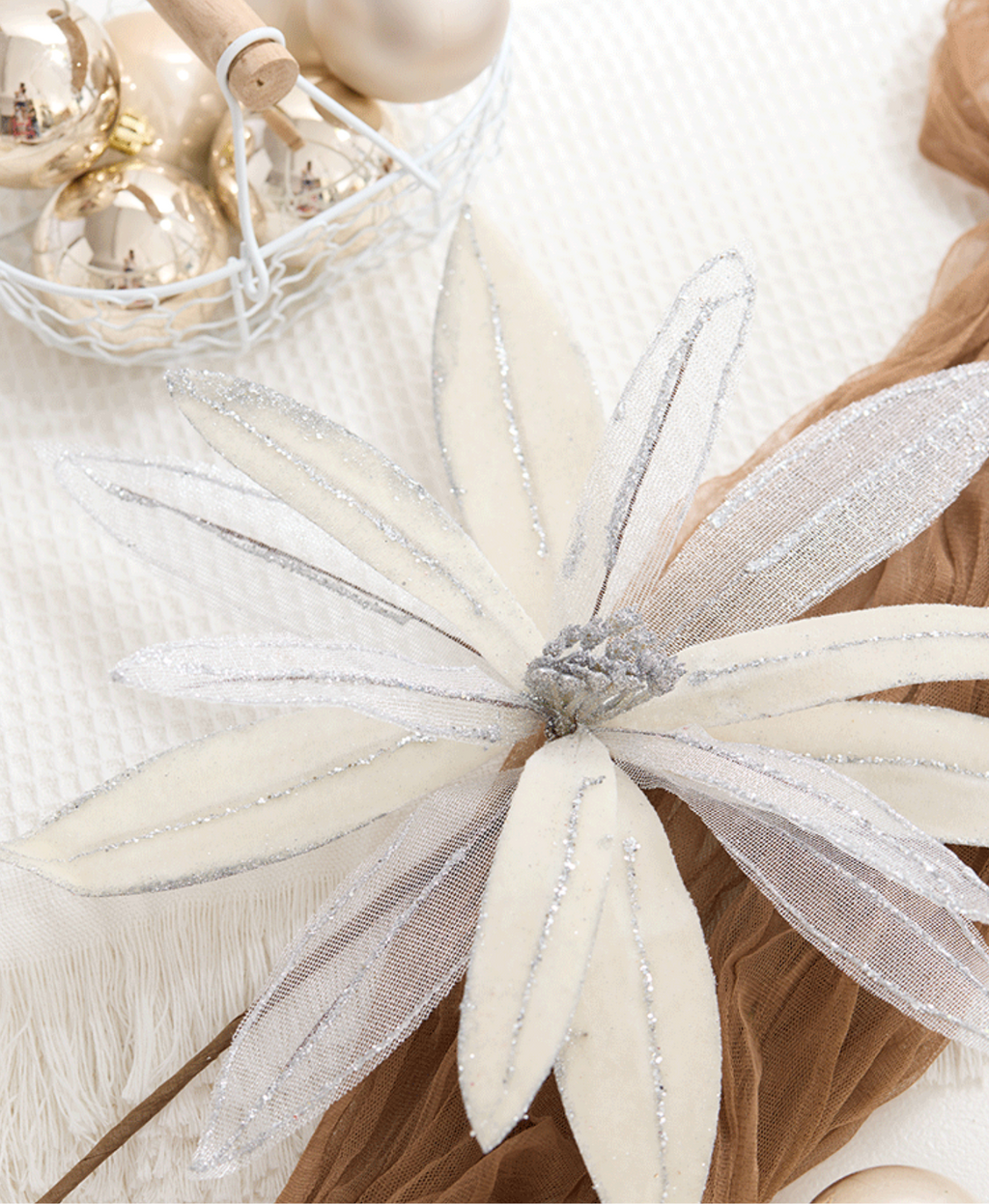 White Christmas Flower Ornament