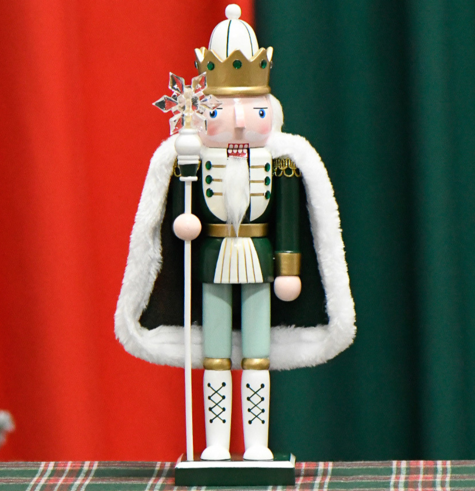 Holiday Nutcracker Ornament Decoration - Green Fur