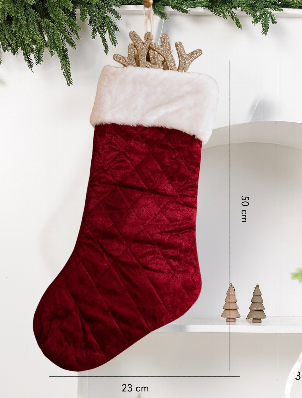 Velvet Antler Christmas Stocking