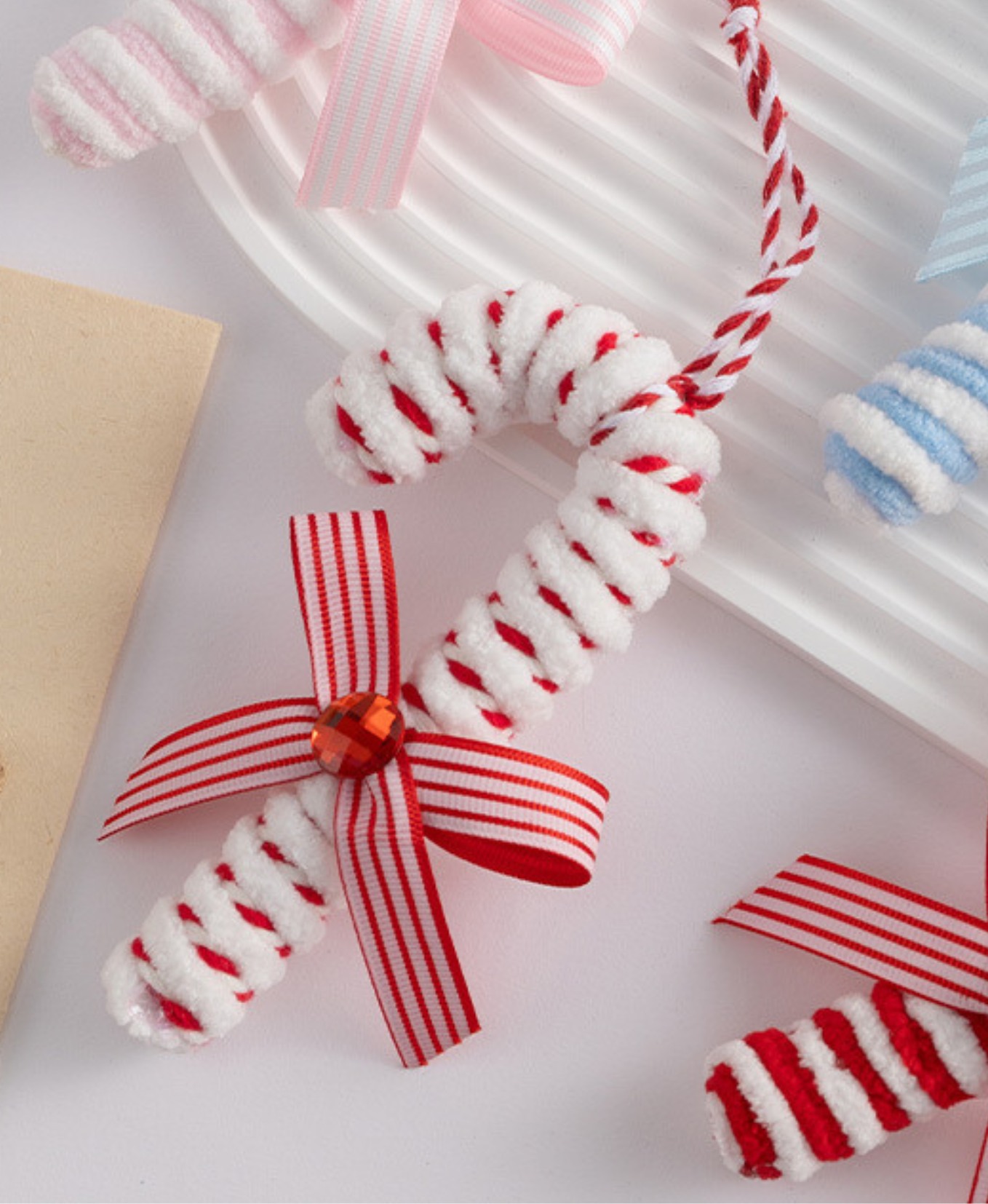 White Christmas Cane Ornament
