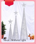 Illuminated Sparkle Iron Christmas Tree Set