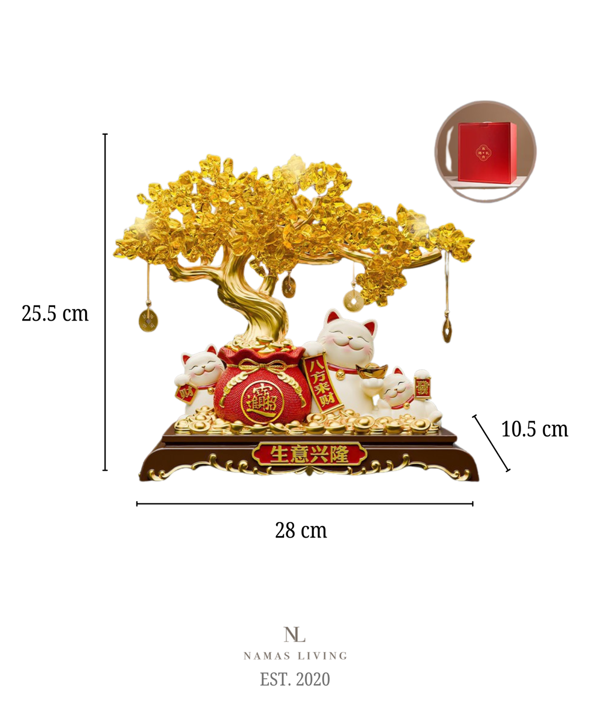 Golden Crystal Fortune Tree with Gift Box