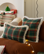 Green Checkered Christmas Pillow