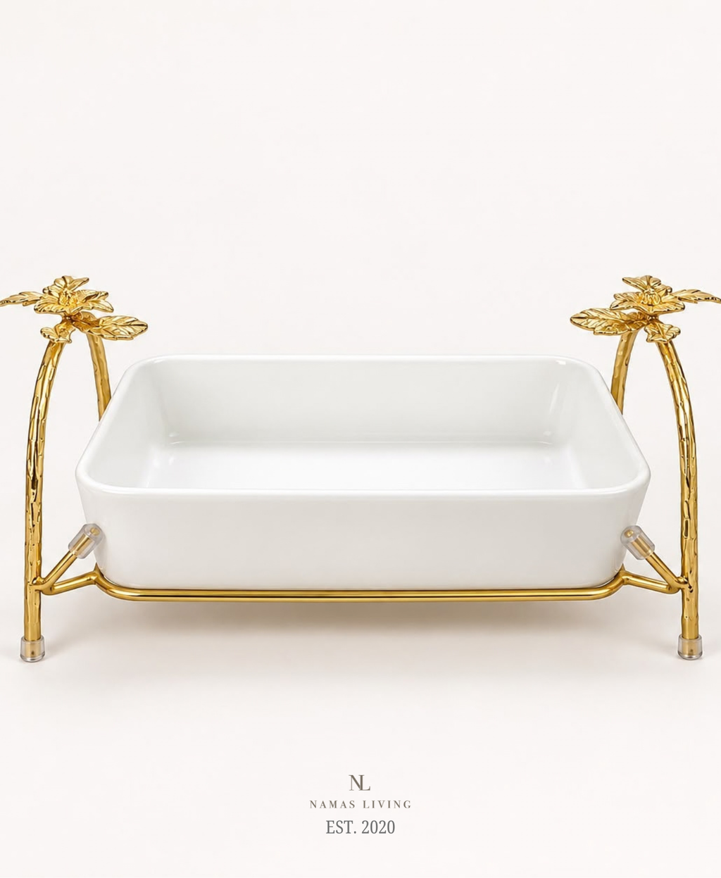 Golden Petal Serving Dish