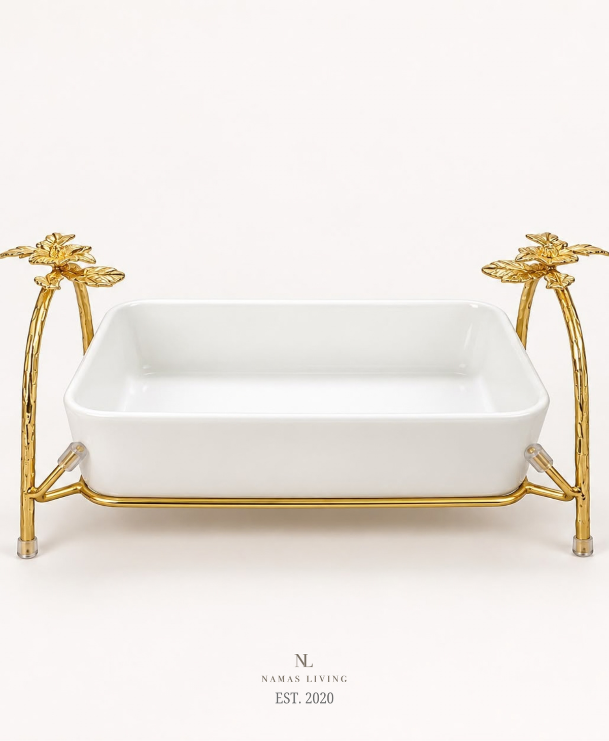 Golden Petal Serving Dish