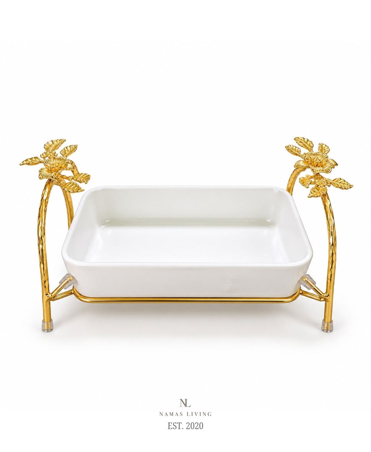 Golden Petal Serving Dish