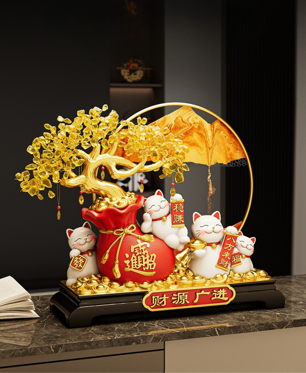 Golden Wealth & Blessings Decor with Gift Box
