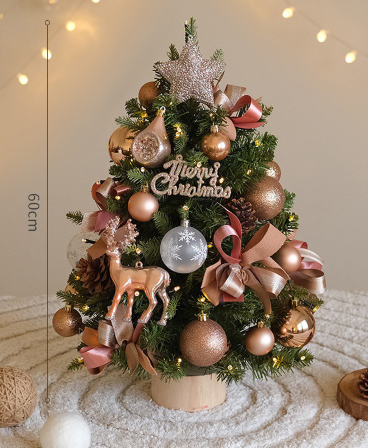 Champagne Gold Reindeer Christmas Tree