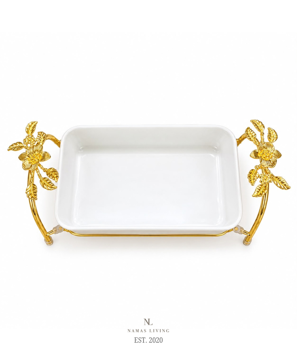 Golden Petal Serving Dish
