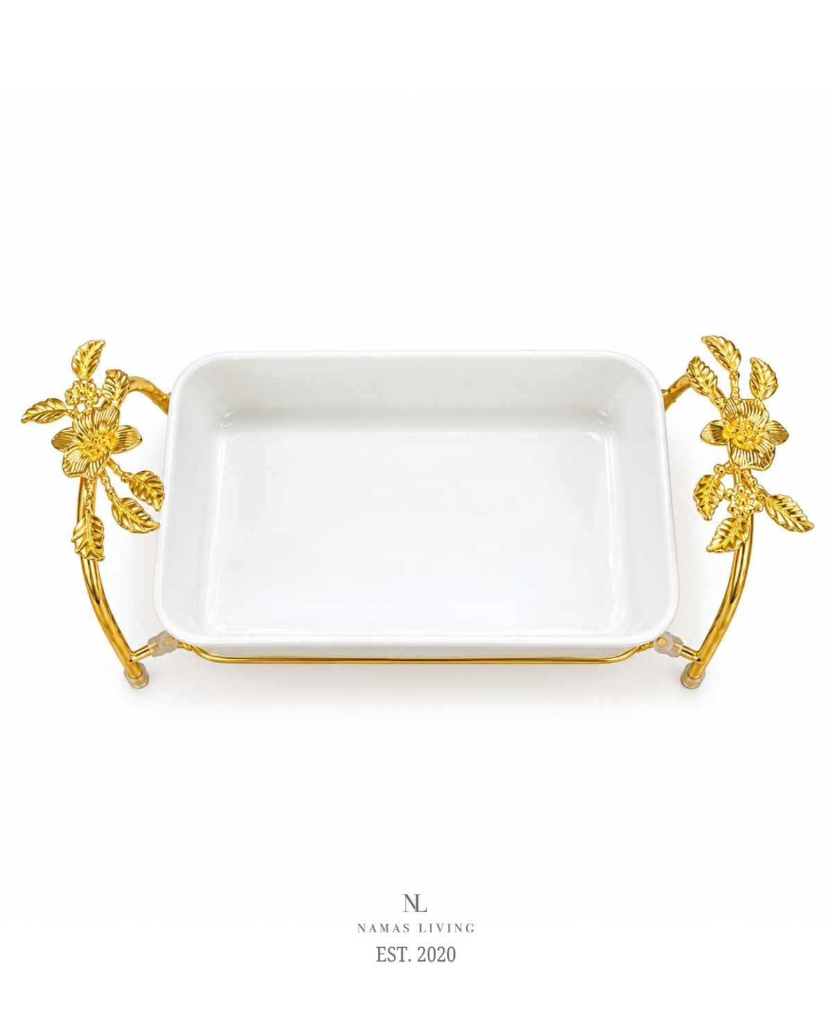Golden Petal Serving Dish