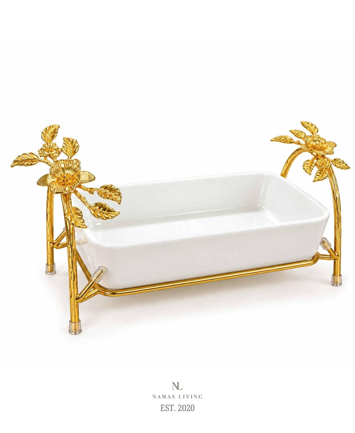 Golden Petal Serving Dish