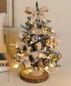 Golden Acorn Snowy Tree with Lights