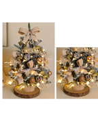 Golden Acorn Snowy Tree with Lights