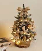 Golden Acorn Snowy Tree with Lights