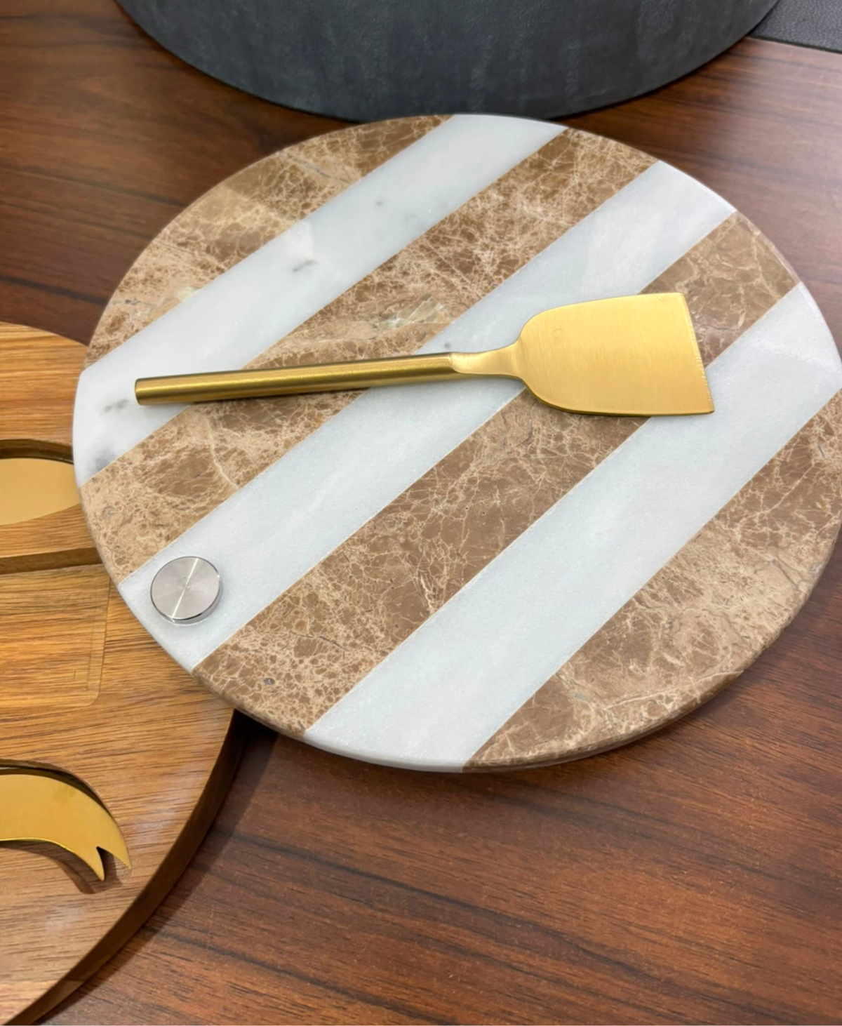 Marble & Acacia Cheese Board with Knife Set