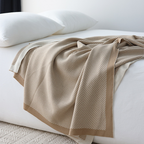 Beige Herringbone Throw Blanket