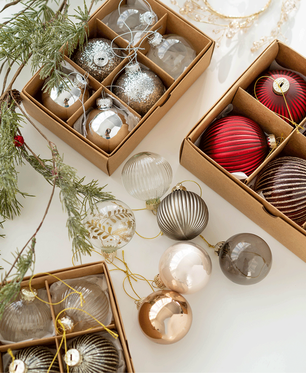 Elegant Glass Christmas Ornament Set