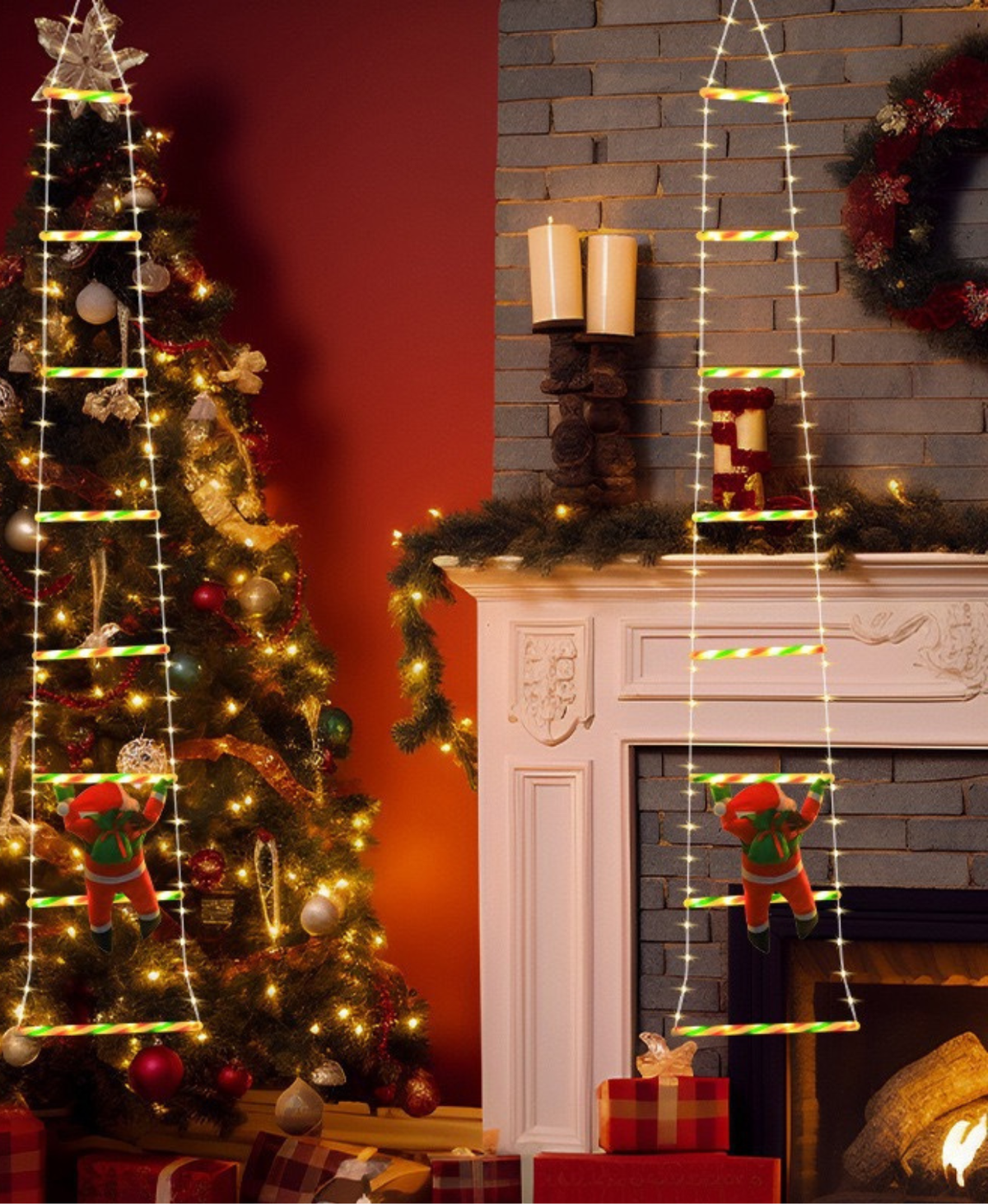 Santa Climbing Ladder Light