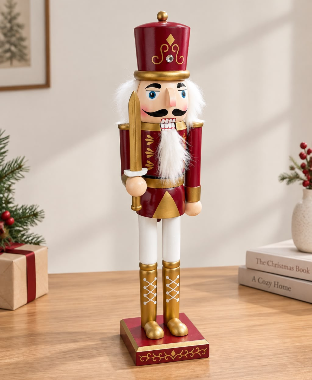 Burgundy & Gold Nutcracker - 38 cm
