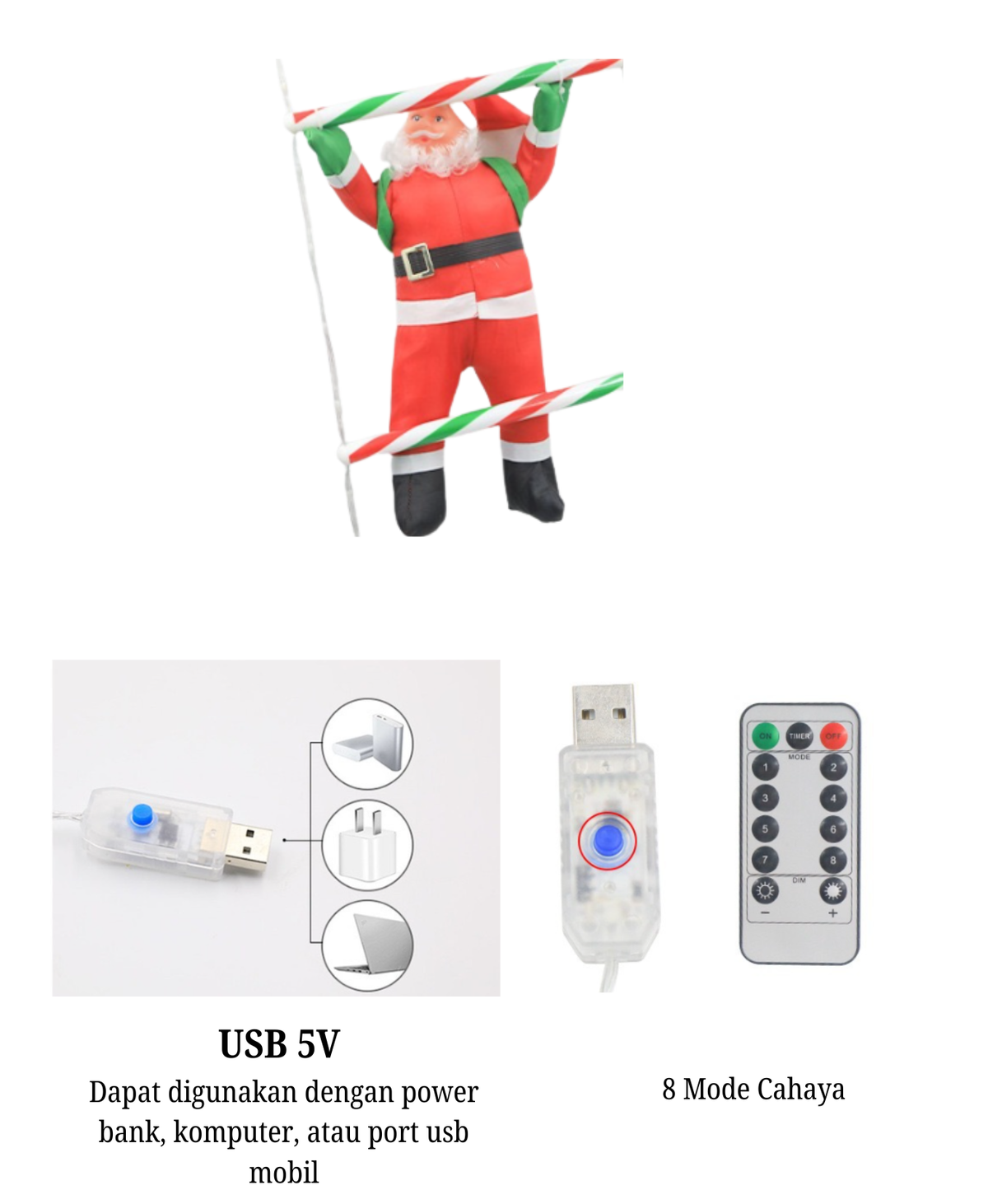 Santa Climbing Ladder Light
