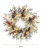 Winter Pinecone Berry Wreath with Lights