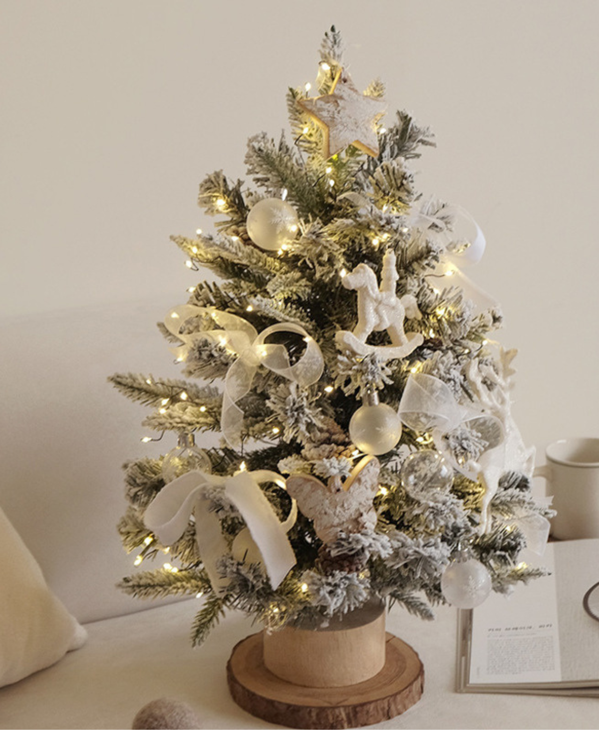 White Rocking Horse Tree with Lights