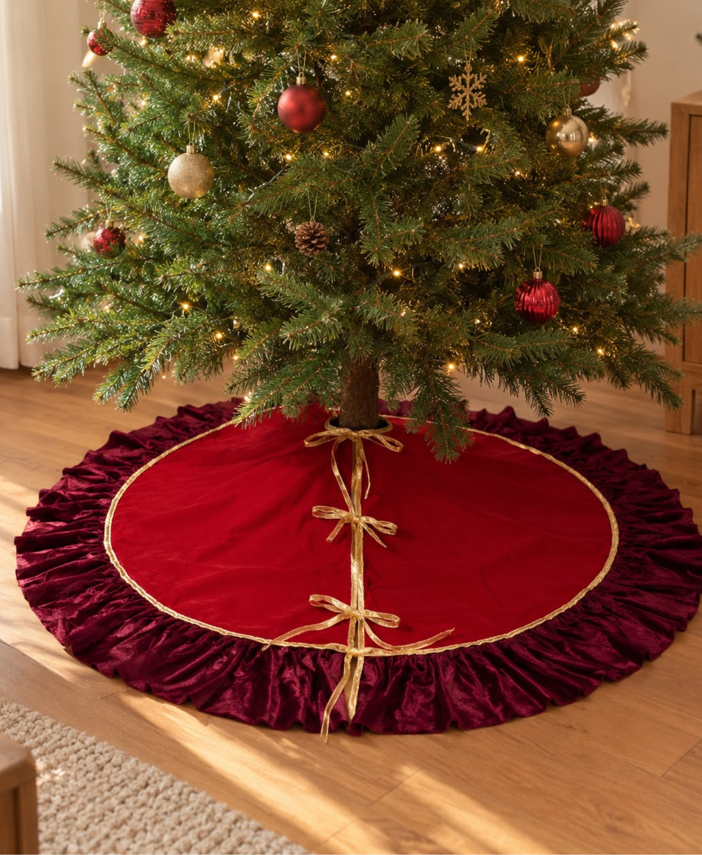 Red & Burgundy Velvet Tree Skirt