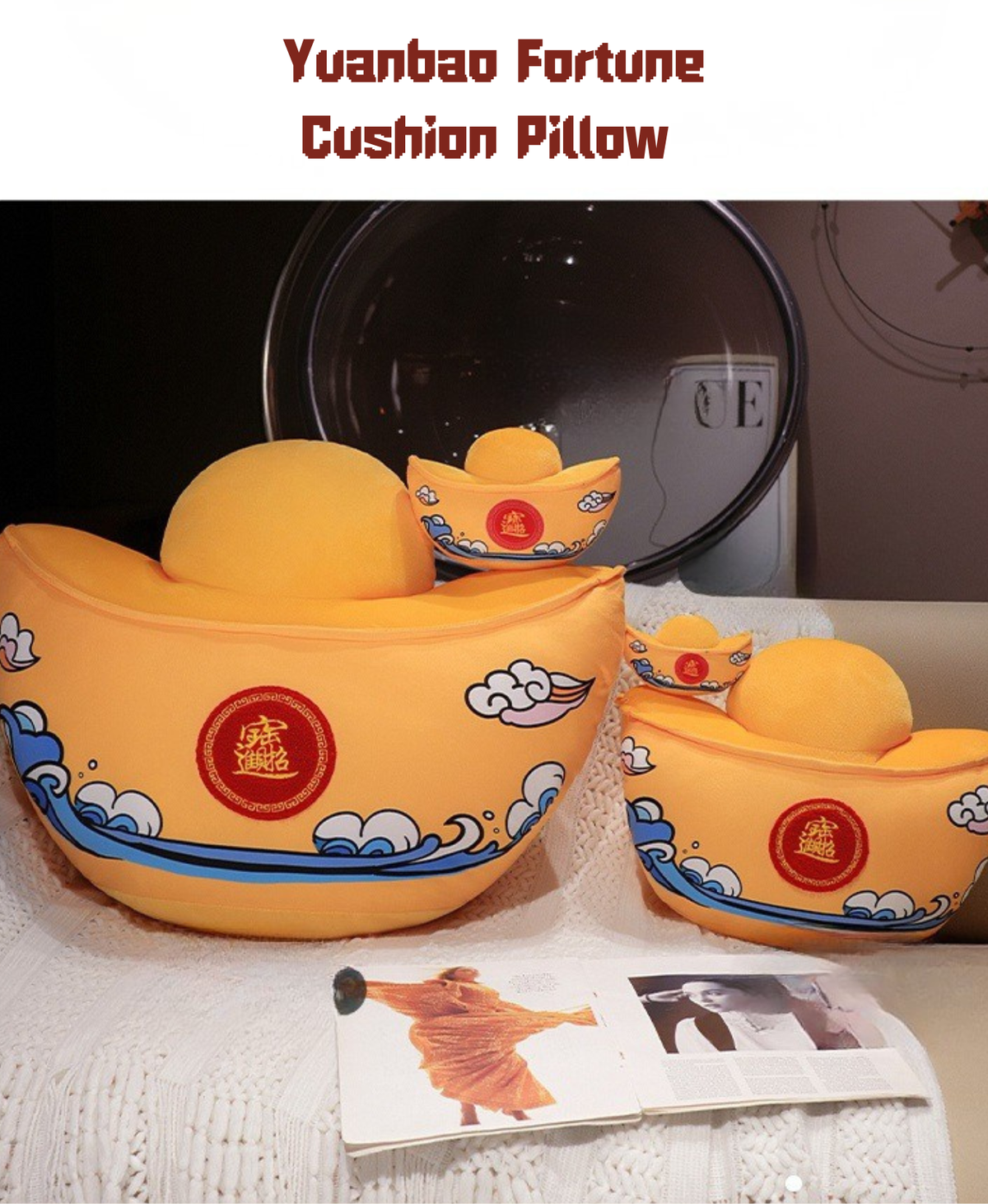 Yuanbao Fortune Cushion Pillow