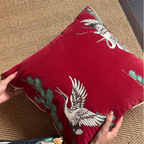 Chinoiserie Crane Cushion and Throw Pillow Collection