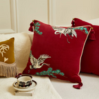 Chinoiserie Crane Cushion and Throw Pillow Collection