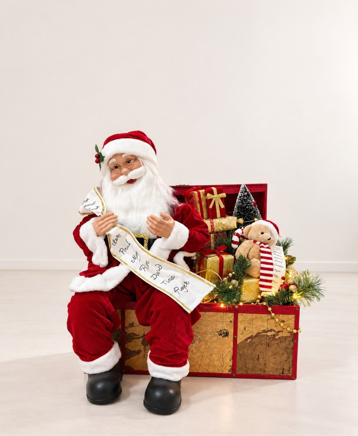 Clap-Activated Musical Santa Chest Display