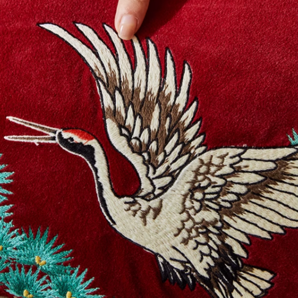 Chinoiserie Crane Cushion and Throw Pillow Collection