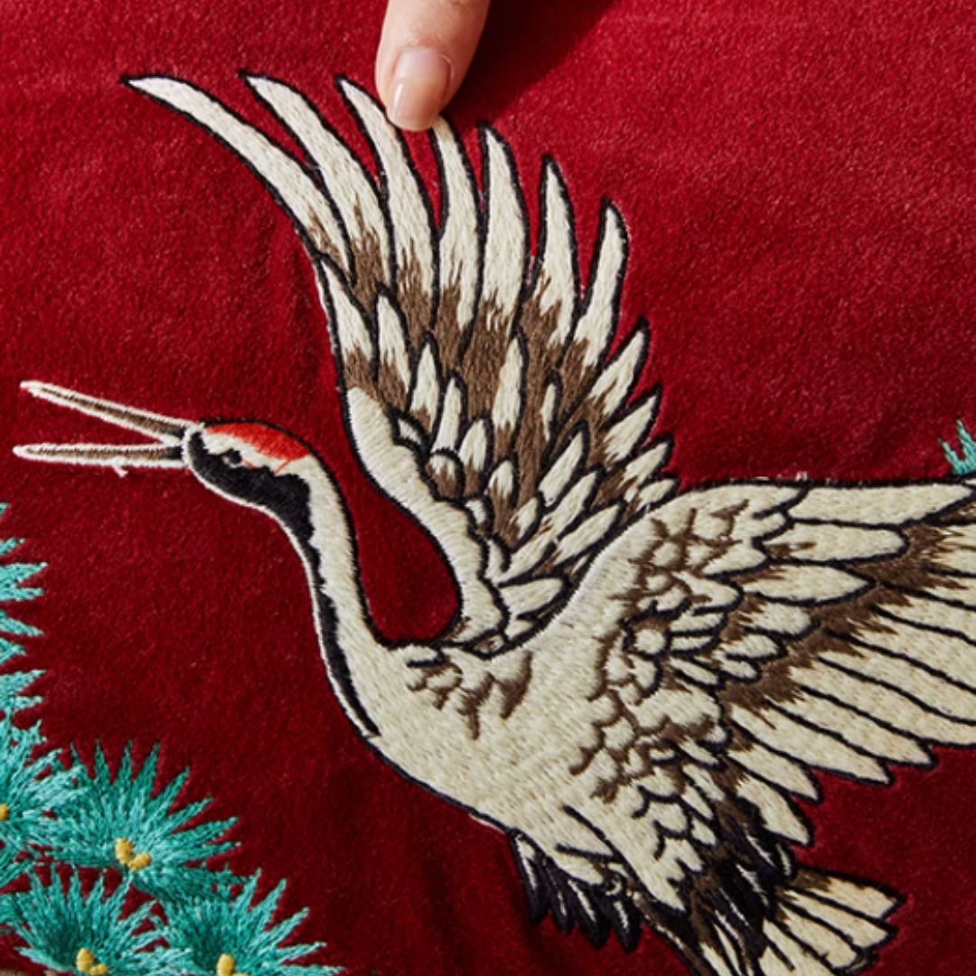 Chinoiserie Crane Cushion and Throw Pillow Collection