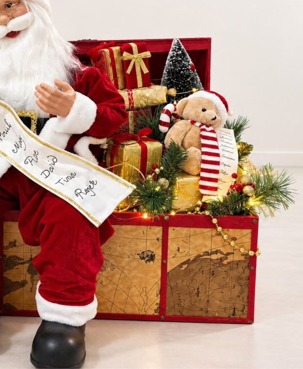 Clap-Activated Musical Santa Chest Display