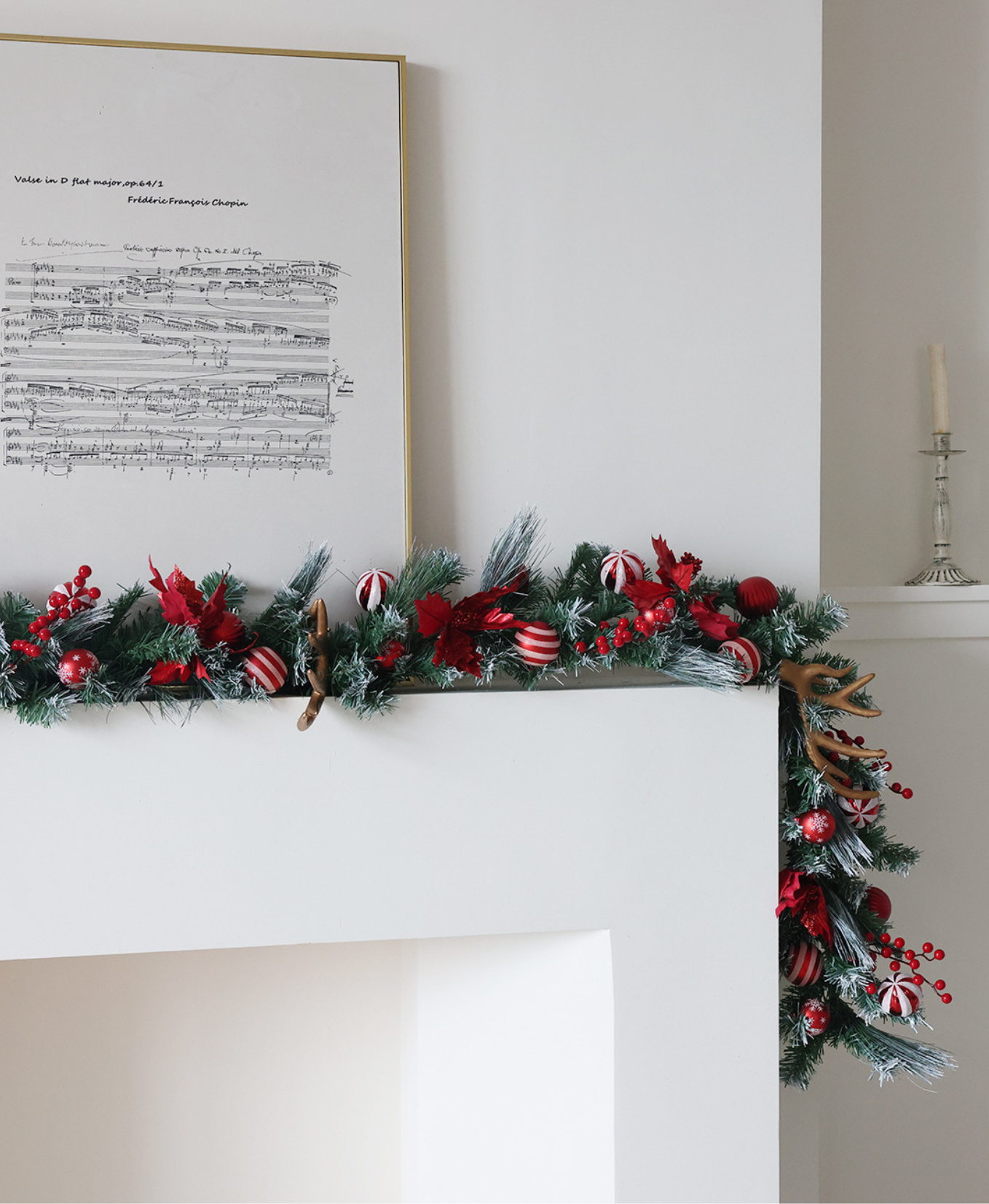 Festive Red & Antler Christmas Garland