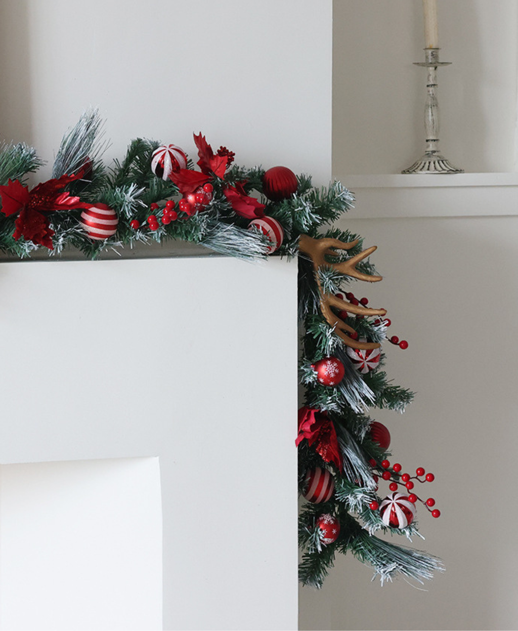 Festive Red & Antler Christmas Garland