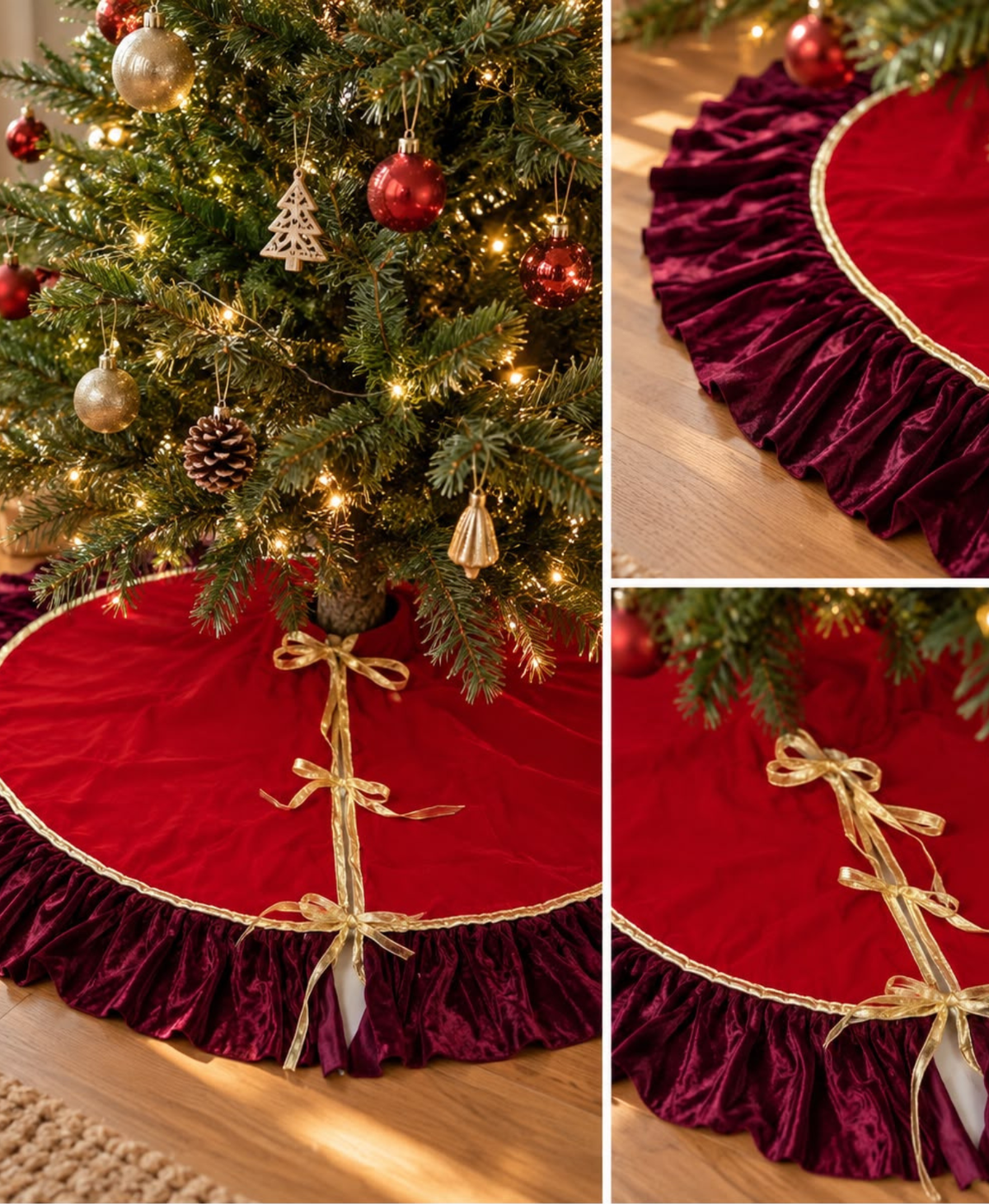 Red & Burgundy Velvet Tree Skirt