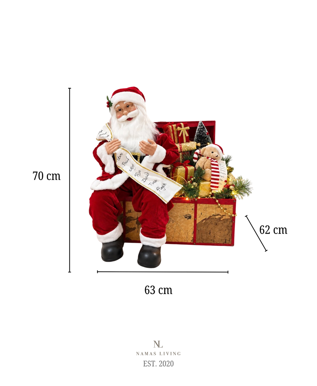 Clap-Activated Musical Santa Chest Display
