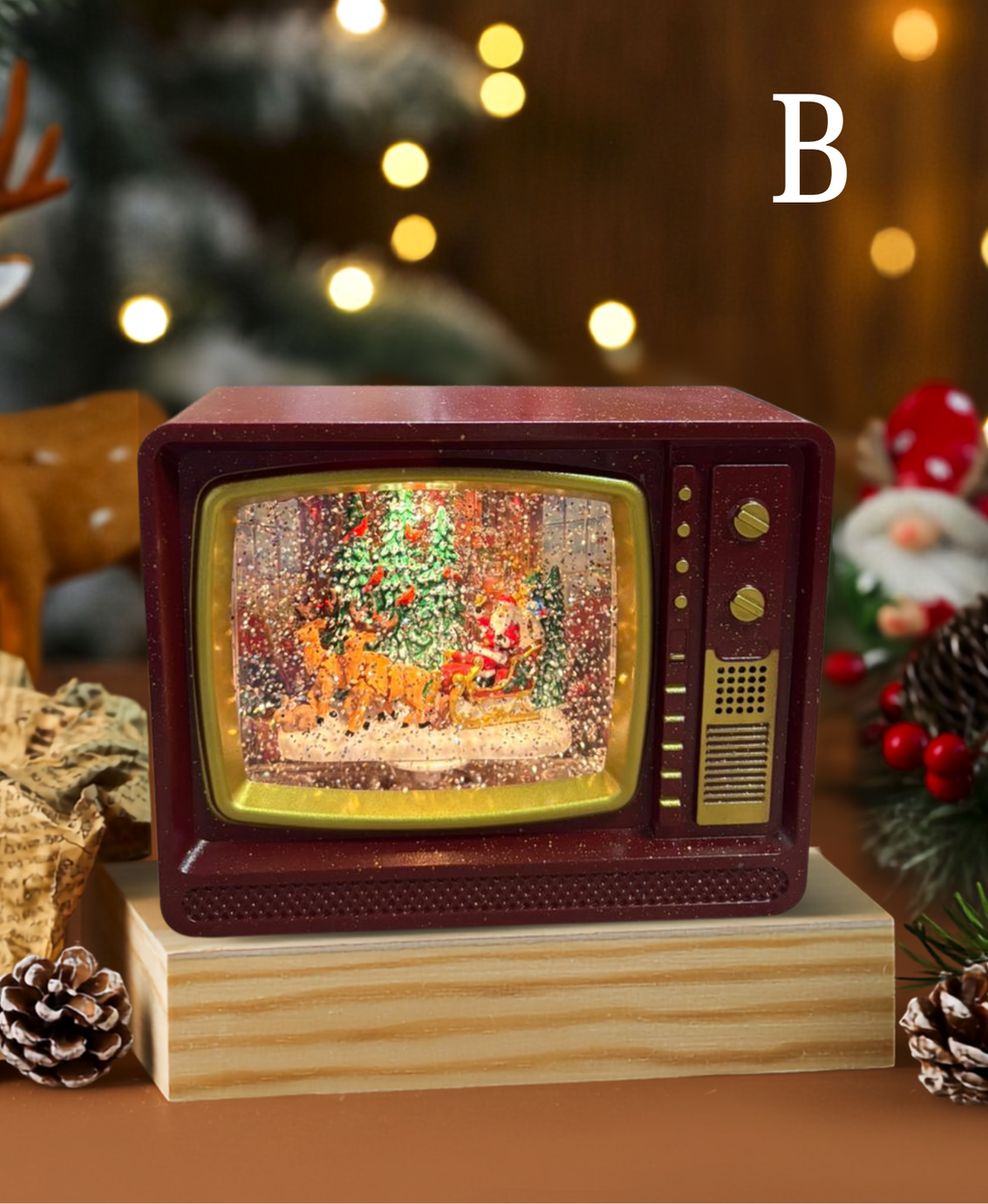 Mini Vintage Christmas TV Music Box