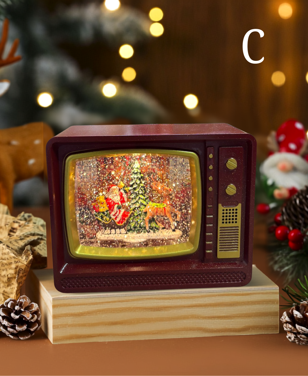 Mini Vintage Christmas TV Music Box