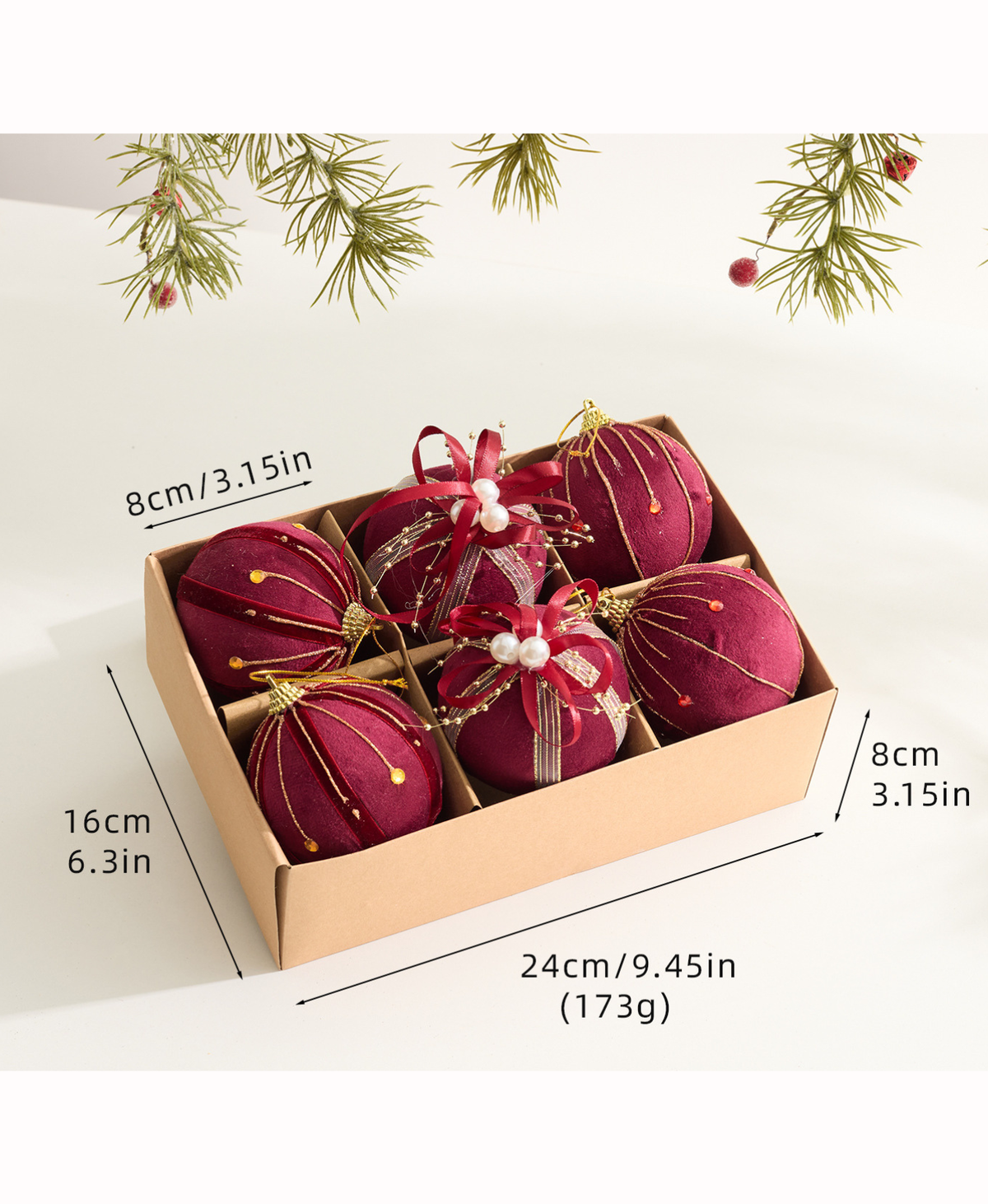 Burgundy Velvet Christmas Ball Ornament