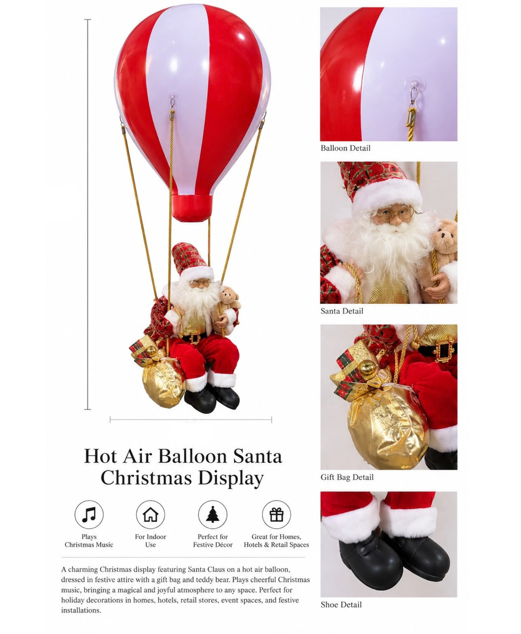 Santa’s Balloon Musical Holiday Decor