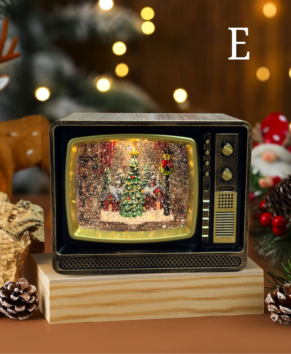 Mini Vintage Christmas TV Music Box